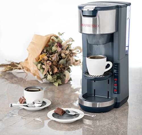 Mixpresso Black Single Serve Coffee Brewer K-Cup Pods Compatible & Ground, 30 oz Compact Coffee Maker Single Serve With 5 Brew Sizes Up To 14 Oz