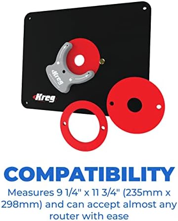 Kreg Precision Router Table Insert Plate - Undrilled Phenolic Router Plate for Custom Router Mounting - Level-Loc Rings - PRS4038