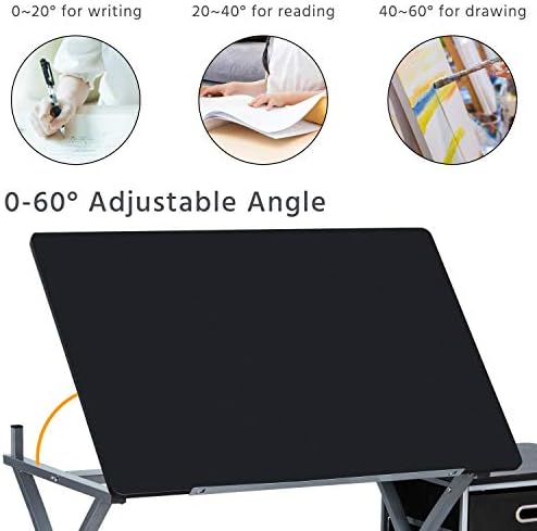 Yaheetech Drafting Table with Storage & Stool