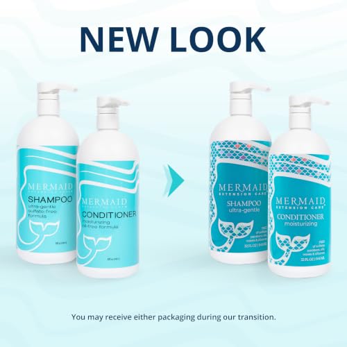 Shampoo & Conditioner Duo With Brush, 32 Fl Oz | Gentle Sulfate & Cruelty Free Daily Set For Hair Extensions, Detangles Without Breakage, Prevents Frizz & Boosts Hydration