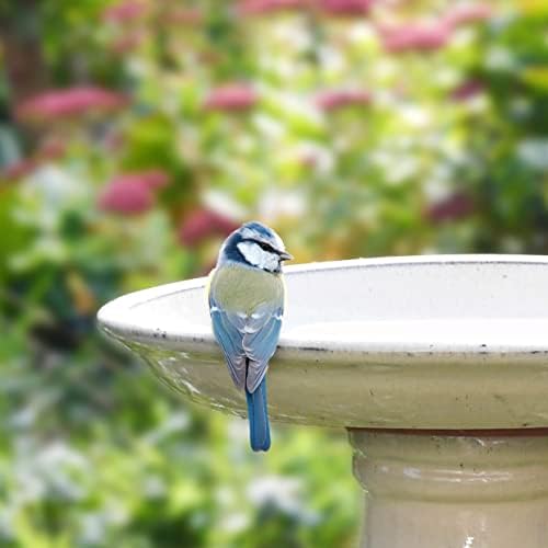Esschert Design FB423 Bath on Pedestal with Bird, Ceramic, White
