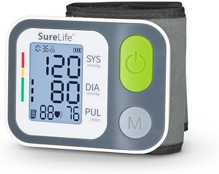 SureLife Premium Wrist Blood Pressure Monitor | Voice Readout, Irregular Heartbeat Alerts, Color-Coded Backlit LCD Screen, Fully Automatic