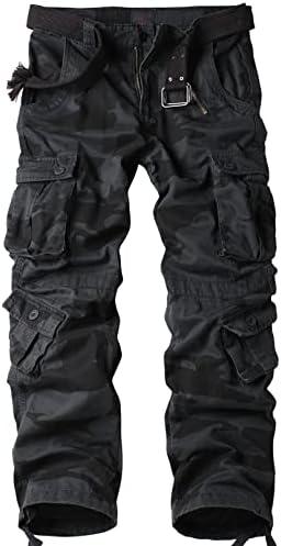 Mens Cargo Pants Camo Work Tactical Rip Stop BDU Casual Army Military Pants | 100% Cotton,Wear Resistant,Breathable,Sweat-absorbent,Men's Wild Cargo Pants with 8 Pockets,Relaxed Loose Fit Hiking Pants
