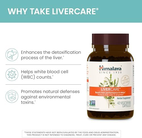 Himalaya LiverCare for Total Liver Support, Cleanse and Detox, Protects Cells & Enzymes, 375 mg, 180 Capsules, 90 Day Supply | Promotes Liver Detox