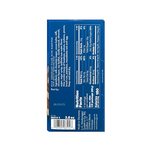 Niederegger Milk Chocolate Marzipan Bar 110g/3.8 oz | Delicious world-renowned Marzipan encased with Rich