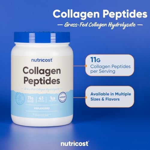 Nutricost Collagen Peptides Powder 1LB (454 G), Grass Fed Bovine | Collagen Hydrolysate, Unflavored