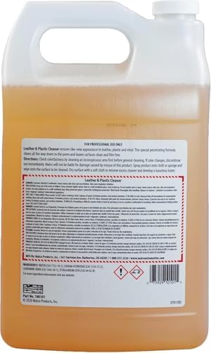 Malco Leather & Plastic Cleaner – Penetrates Deep to Remove Dirt, Grime and Oily Soils/Restores Leather, Plastic and Vinyl/Leaves Surfaces Clean, Shiny and Film-Free / 1 Gallon (100101)