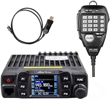 AnyTone AT-778UVII Transceiver Mobile Radio Dual Band 25W VHF/UHF VOX Vehicle Car Radio w/Cable | Vehicle Car Radio 2m 70cm Mini Mobile Transceiver w/Cable for RV Camping