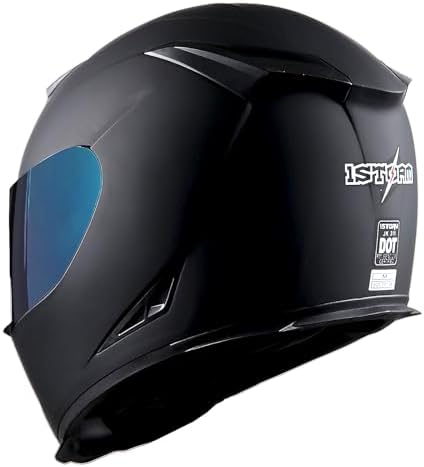 1Storm Motorcycle Full Face Helmet Skull King Matt Black + One Extra Clear Shield: HJK311
