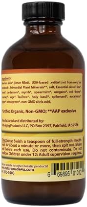 Healthy Teeth & Gum Mouthwash 8 fl oz, Herbal Oral Rinse for Fresh Breath | Organic, alcohol- & fluoride-free, non-GMO; supports healthy gums & enamel