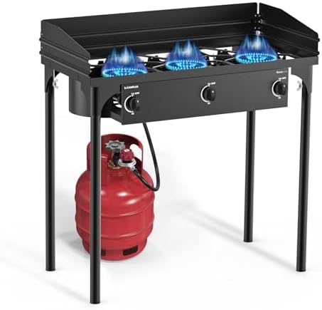 Camplux Camping Stove 2 Burners, Propane Burner 260,000 BTU, Heavy Duty Gas Stoves for Outdoor Cooking