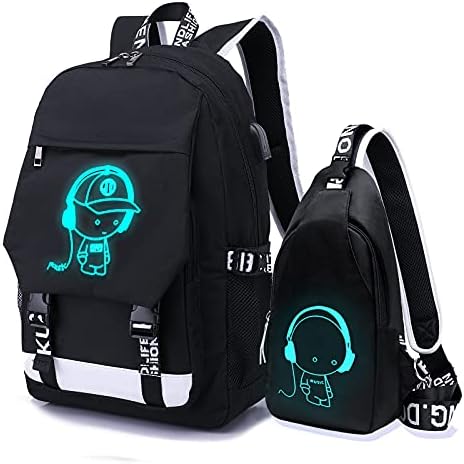 Asge Large Nylon Backpacks for Boys & Girls, Waterproof Satchel with Print, School Bags for 8-16 Years