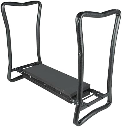 Yard Butler Garden Kneeler and Seat, Foldable Stool, Silver and Black | Foldable Gardening Stool and Kneeling Bench, Heavy Duty Steel, Foam Padded
