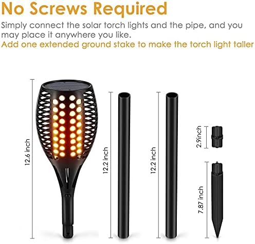 Aityvert Upgraded Larger Solar Torch Lights, Waterproof Outdoor Dancing Flames Light, Flickering Flames Garden Lights, Landscape Decoration Pathway Patio Lights 43" 96 LED (4 Pack)