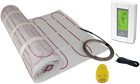 40 Sq Ft 120V Electric Floor Heating System Mat Kit | Premium UDG4-4999 touchscreen thermostat with built-in GFCI, Heating mat, floor sensor & installation monitor included.