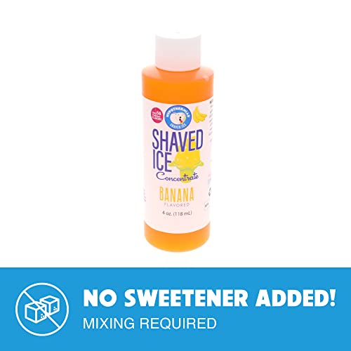 Hypothermias Shaved Ice and Snow Cone Syrup Unsweetened Flavor Concentrate - 4 Fl. Oz - Makes 1 Gallon of Ready to Use Syrup - Banana - Must Add