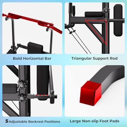 Power Tower Dip Station Pull Up Bar Exercise Tower Adjustable Pull Up Station Pull Up Tower Bar for Home Gym Multifunctional Strength Training