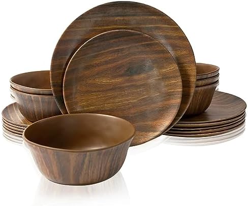 TP 18-Piece Dinnerware Set, Melamine Dishes Set with Bowls and Plates, Service for 6, Non-breakable Lightweight Dining Tableware, Teal
