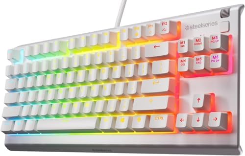 SteelSeries Apex 3 TKL White RGB Gaming Keyboard - Compact Tenkeyless Form Factor - 8-Zone RGB Lighting - Water and Dust Resistance - Whisper Quiet