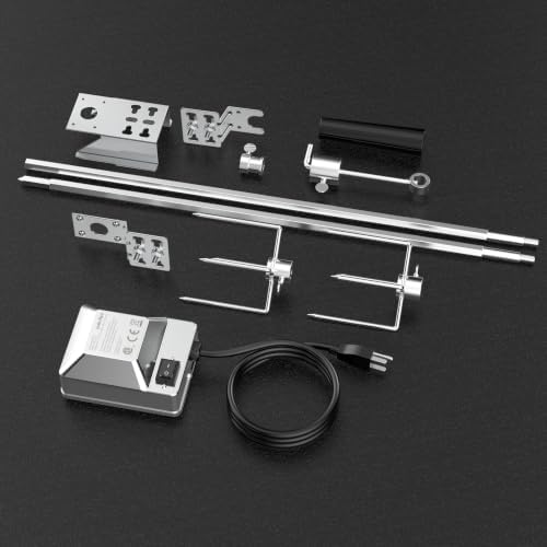 onlyfire Universal Rotisserie Kit with 110V Electric Motor for Gas Grills | Stainless Steel, 45" 1/2" Hexagon Spit Rod, Chicken Roaster