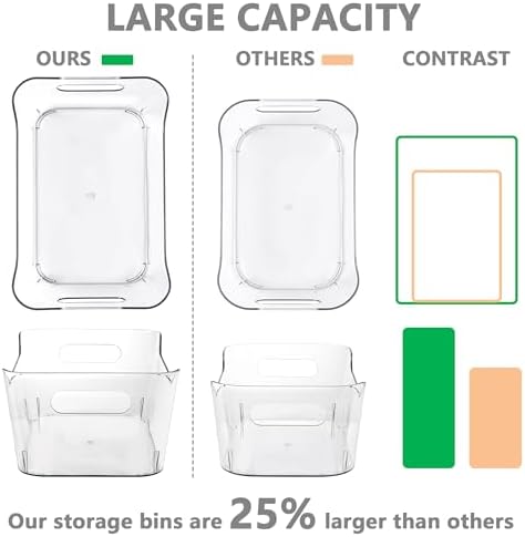 Tiawudi 12 Pack Plastic Storage Bins, Multi-Use Organizer Bins, Pantry Organizer, Clear Storage Containers for Home, Kitchen, Office, Cabinet