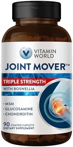 Vitamin World Triple Strength Joint Mover, Glucosamine Chondroitin with MSM | Joint Support Supplement, Collagen & Boswellia Serrata Extract, Support Joint Strength, Comfort & Flexibility, 270 Caplets