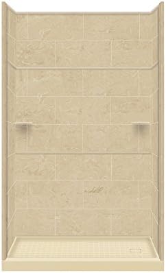 Transolid RKWFX6027R-96S Remodel Right-Hand Alcove Shower Kit with Extension, 32" x 60" x 99", Almond Sky