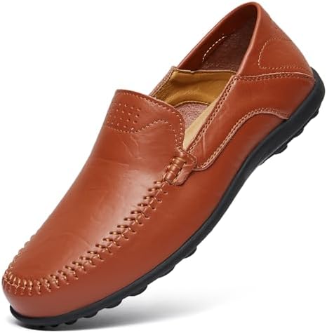 Go Tour Men's Premium Genuine Leather Casual Slip on Loafers Breathable Driving Shoes Fashion Slipper