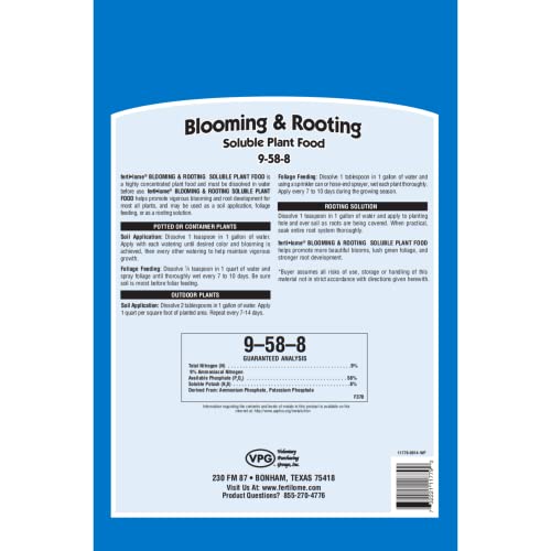 Fertilome (11772) Blooming & Rooting Plant Food 9-58-8, 3 lbs | 9-58-8 high-phosphorus soluble - Promotes blooms & roots on orchids, roses, tomatoes - Home gardeners
