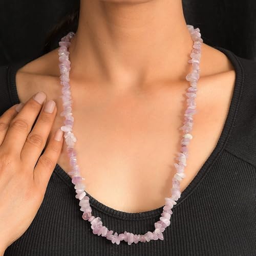 Kunzite 300.00 ctw Chips Necklace 24 Inches