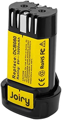 Joiry 8V 2000mAh Li-ion Replacement Battery with Higher Safety & Longer Runtime - Compatible with Dewalt DCB080, DW4390, DCF680N1, DCF680N2 DCF680G2 Cordless Power Tools (1-Pack)