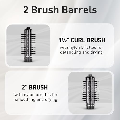 Beautimeter Hair Dryer Brush 3-in-1 Hair Styler, Rotating Blow Dryer Brush with 2-Inch and 1.5-Inch Brushes