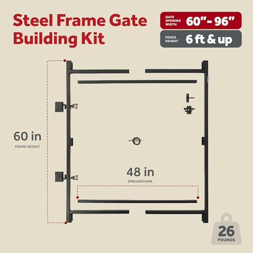 Adjust-A-Gate Steel Frame Gate Building Kit, 60"-96" Wide, 6' High (4 Pack)