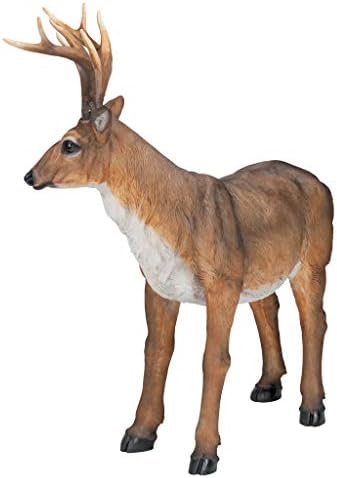 Design Toscano Big Rack Deer Buck Indoor/Outdoor Garden Decoy Animal Statue, 28 Inch Long, 24 Inch Tall, Cast Stone Resin, Brown Finish