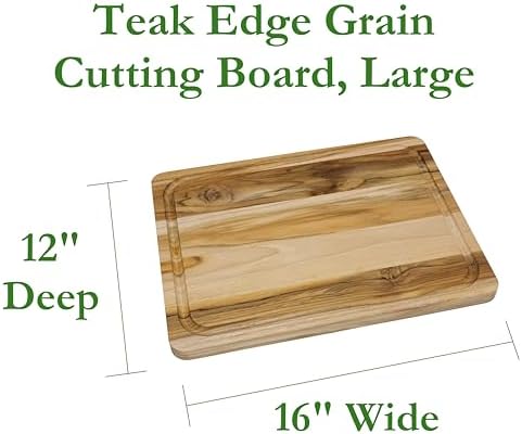 Lipper International 7215 Teak Wood Edge Grain Kitchen Cutting and Serving Board, Small, 12" x 9" x 5/8"