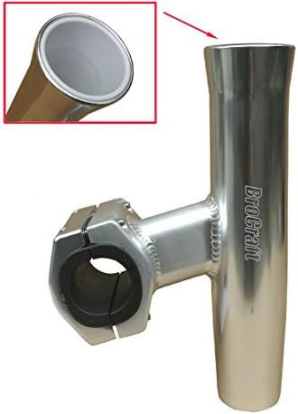Brocraft Boat T-TOP Rod Holder/Clamp-On Rod Holder - Silver Aluminum - Horizontal Mount - Fits 1" to 2" O.D. Pipe