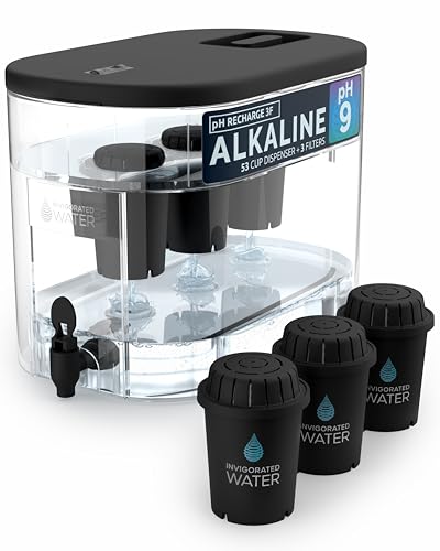 Invigorated Water Alkaline Water Filter Dispenser, 53-Cup Large Capacity