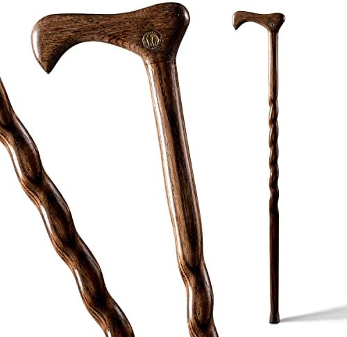 Brazos Handcrafted Wood Walking Cane, Twisted Oak, Traditional Style Handle, for Men & Women, Made in The USA, 37"