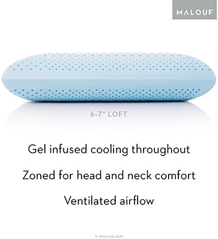 MALOUF Zoned Dough Gel-Infused Memory Foam Bed Pillow-5-Year U.S. Warranty-Queen-Mid Loft, Queen Mid Loft
