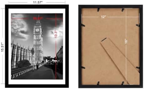 12x12 Picture Frame Matted to Fit Photos 8x8 or 12 x 12 Pictures Without Mat, 12 by 12 Square Solid Wood Black Picture Frames for Wall Mounting