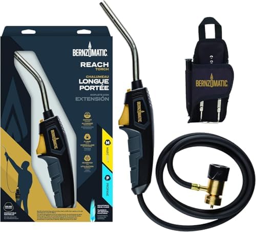 Bernzomatic BZ8250HT Reach Hose Torch, Trigger-Start Hose Torch with Included Holster For Fuel Canister, Red (8250 Reach Torch)