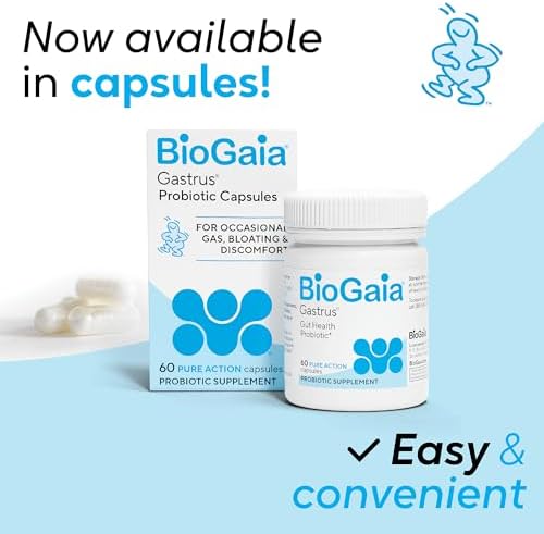 BioGaia Gastrus L reuteri Probiotic | 35 Years of Clinical Gut Research | L reuteri 6475 + 17938 Probiotics | Ease Gut Discomfort, Gas & Bloating | Promotes a Healthy Gut & Microbiome | 30 Chewables