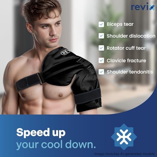 REVIX Shoulder Ice Pack Wrap for Rotator Cuff, Reusable Gel Cold Pack