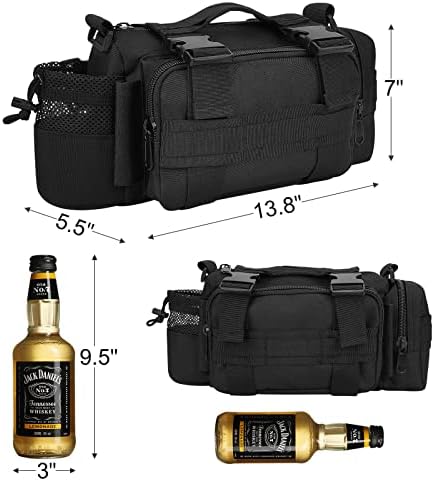 BraveHawk OUTDOORS Bike Handlebar Bag, 900D Nylon Oxford Multi-purpose Waist Bag Water Resistant Bicycle Cycling Pack (Black)