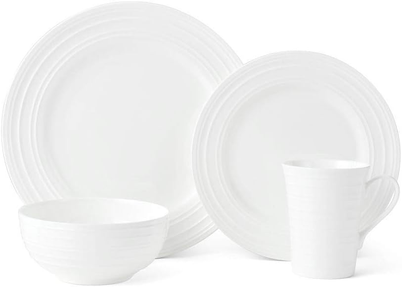 Mikasa Ciara 16 Piece Bone China Dinnerware Set, Service for 4, Lightweight and Durable Plates Bowls and Mugs