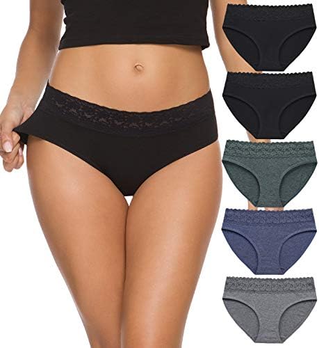 Hipster Panties for Women Underwear Lace Bikini Hip-huggers Panties 5 Pack