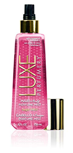 Luxe Perfumery Sugar Bliss Hair & Body Perfume Mist – Sweet Gourmand Fragrance with Raspberry, Chocolate, Vanilla & Musk – Hydrating Coconut Oil & Glycerin, Lightweight Daily Mist for Women, 8 Fl Oz