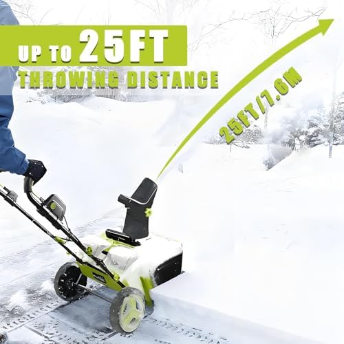 BANGBANGJI Snow Blower Cordless, 40V Snowblower Battery Powered 3500 W Brushless Motor, 20" Path, 25ft Max Throw, LED Lights for Driveway and Entryway