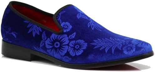 SPK35 Men's Vintage Velvet Flower Designer Dress Loafers Slip On Shoes Classic Tuxedo Dress Shoes