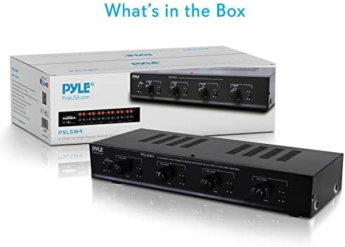 Pyle 4 Channel Speaker Selector Switch - Multi Zone A B Speaker Distribution Controller Box w/Independent Audio Source Volume Control
